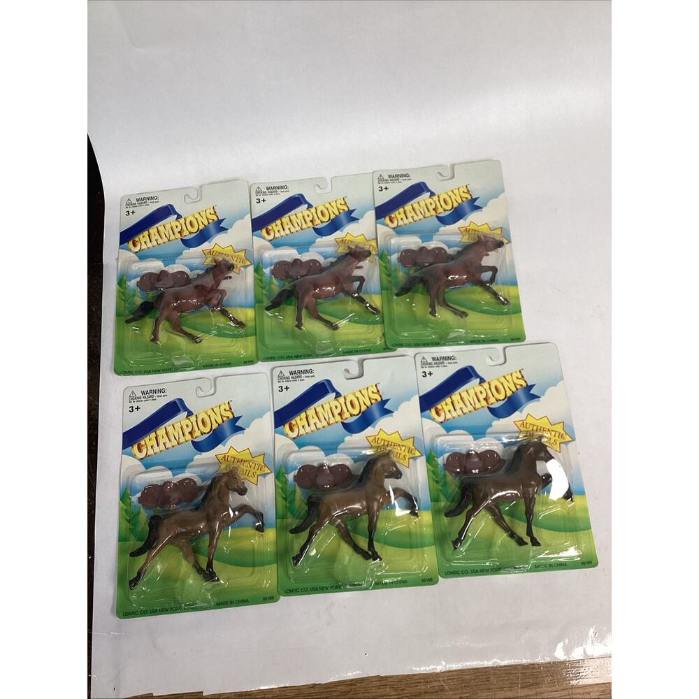 LOT Of 6 NEW Vintage LONTIC CO. Blue Ribbon Champions HORSES w/Saddles - New